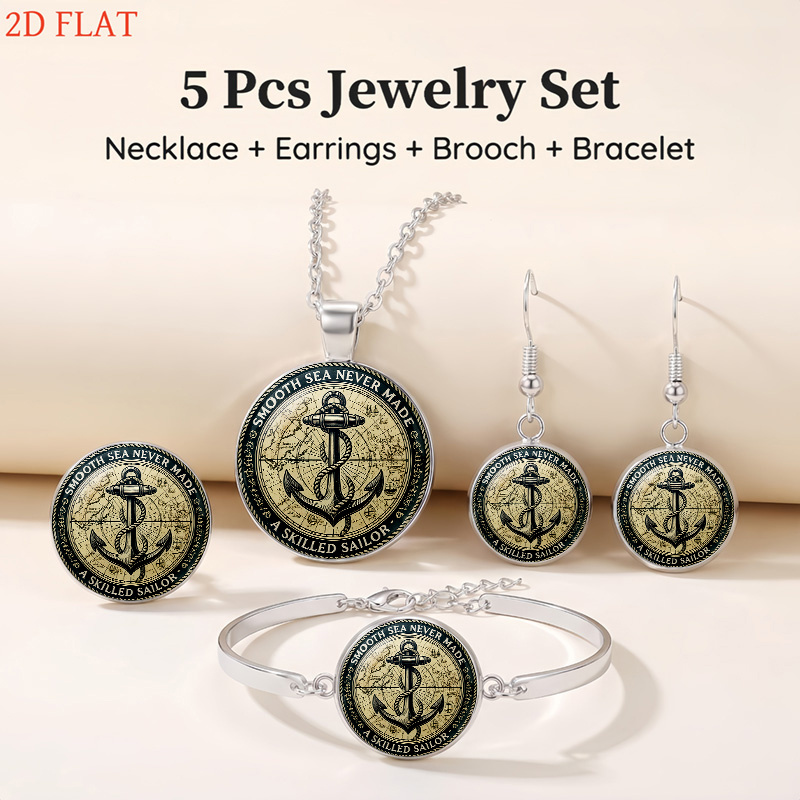Nautical-Themed Women's Jewelry Set with Anchor Design